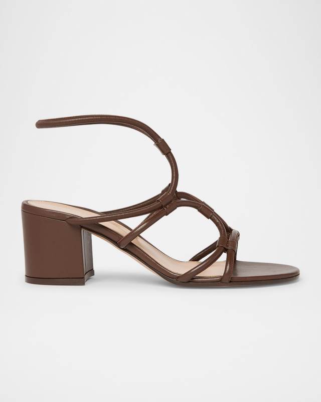 Strappy Leather Block-Heel Sandals